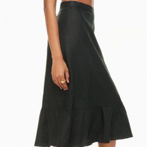 Aritzia Wilfred Chariot High-Waisted Black Linen Midi Skirt NWT